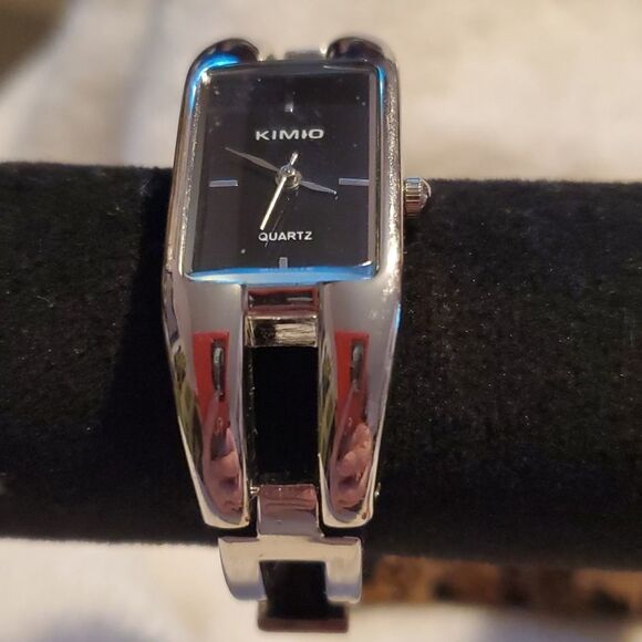 Silver Kimio Quartz Cuff Bangle Bracelet Watch - Picture 5 of 7